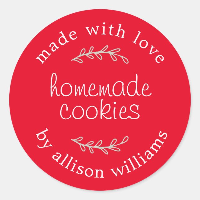 Sticker Rond Rustic Homemade Baked Goods Cookies Red (Devant)