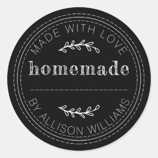 Sticker Rond Rustic Homemade Baked Goods Jam Can Black