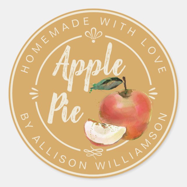 Sticker Rond Rustic Honey Gold Homemade Apple Pie (Devant)