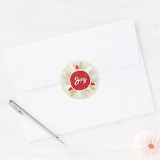 Sticker Rond Rustic Joy Circle hiver Arbres Noël Fêtes