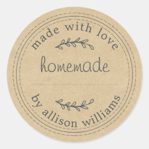 Sticker Rond Rustic Kraft Faits Maison