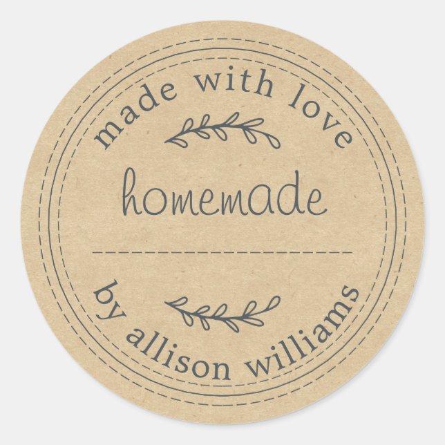 Sticker Rond Rustic Kraft Faits Maison (Devant)