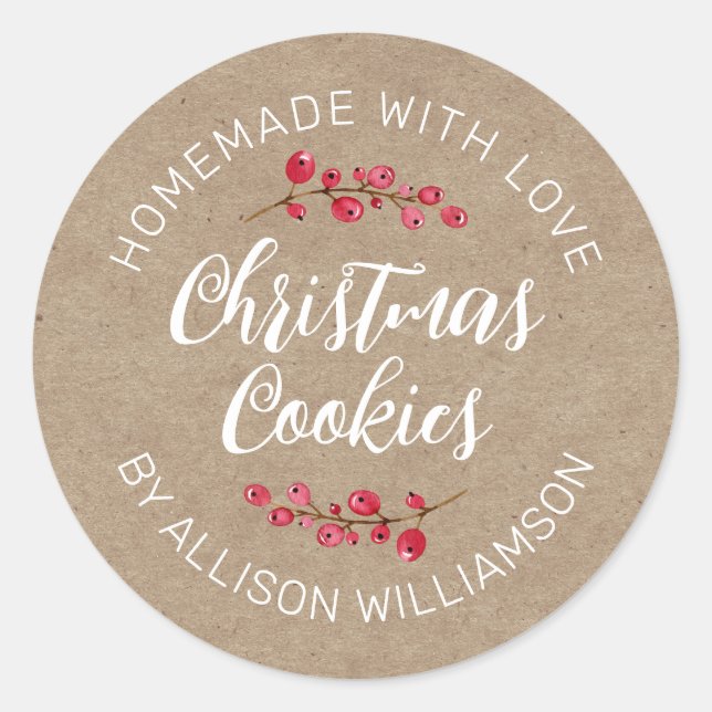 Sticker Rond Rustic Kraft Homemade Christmas Cookie (Devant)