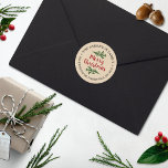 Sticker Rond Rustic Kraft Pine Branches Holiday Adresse de reto<br><div class="desc">Ajoutez votre adresse de retour avec facilité ce Noël avec ces autocollants simples mais très tendance. Le design est facile à personnaliser avec votre nom et adresse et d'autres options de couleur sont disponibles.</div>