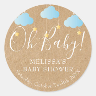 Sticker Rond Rustic Kraft Twinkle Twinkle Oh Baby shower de béb