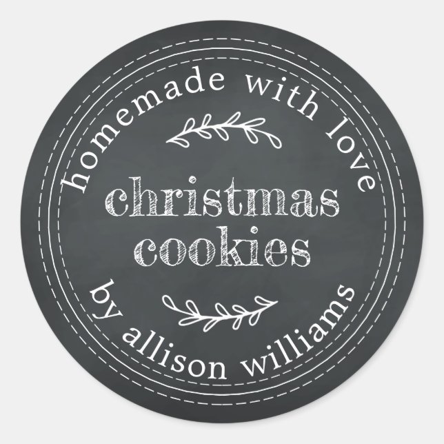 Sticker Rond Rustic Maison de Noël Cookies Chalkboard (Devant)