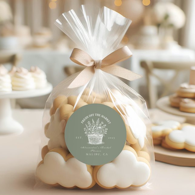 Sticker Rond Rustic Market Garden Douche (Créateur téléchargé)