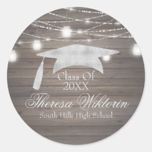 Sticker Rond Rustic Mason Jar Graduation