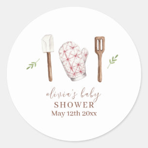 Sticker Rond Rustic Modern Chef Cuisine Stuff Baby shower