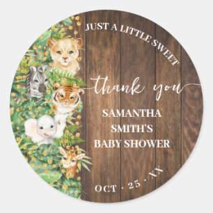 Sticker Rond Rustic Safari Baby shower Merci Fête Favoriser
