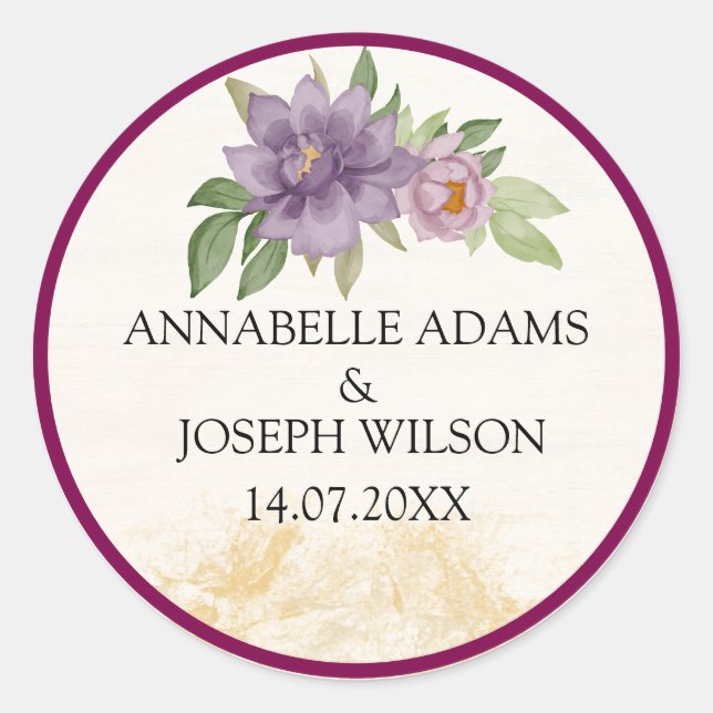Sticker Rond Rustic Summer aesthetic Wildflower Wedding (Devant)