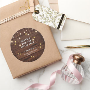 Sticker Rond Rustic Twinkle Twinkle Little Star Baby shower