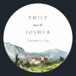 Sticker Rond Rustic Winery Mariage paysage<br><div class="desc">Sticker rond classique Mariage rustique</div>