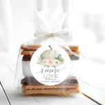 Sticker Rond Rustique Automne Floral Citrouille S'More Love Fav<br><div class="desc">Utilisez ces stickers d'amour s'more sur de savoureux paquets de faveurs s'more ! Facile à modifier le nom et l'événement. Idéal pour baby showers,  douches nuptiales et mariages ! Voir toute la collection Rustic Fall Floral Citrouille pour plus d'articles correspondants !</div>