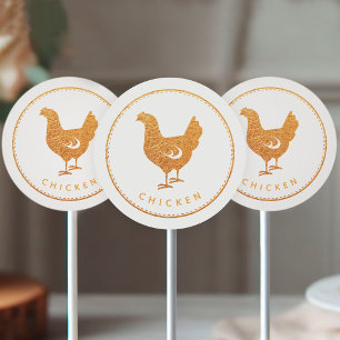 Sticker Rond Rustique Bohème Chic Fleurs Sauvages Poulet Repas