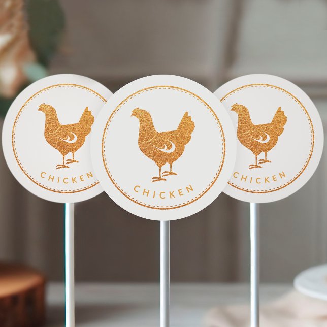 Sticker Rond Rustique Bohème Chic Fleurs Sauvages Poulet Repas  (Créateur téléchargé)