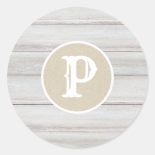 Sticker Rond Rustique Bois Blanc Kraft Chic Usé Mariage Favor