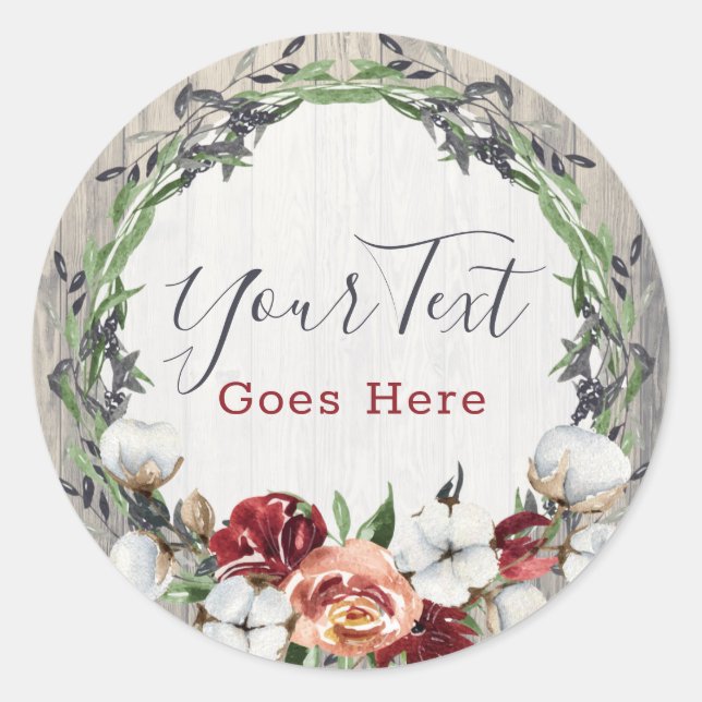 Sticker Rond Rustique Bois & Southern Country Cotton Boutique (Devant)