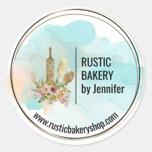 Sticker Rond Rustique boulangerie cercle élégant logo mignon cu