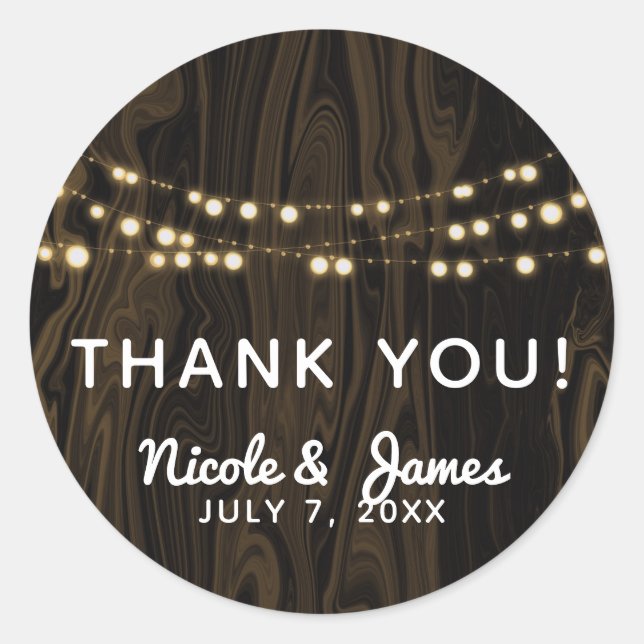 Sticker Rond Rustique Brown lunettes à cordes de bois Whimsical (Devant)