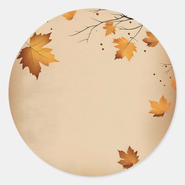 Sticker Rond Rustique chaud avec feuilles d'automne (Devant)