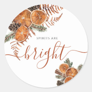 Sticker Rond Rustique Citron Et Pin Vacances D'Hiver 