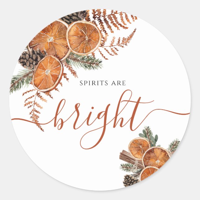 Sticker Rond Rustique Citron Et Pin Vacances D'Hiver  (Devant)