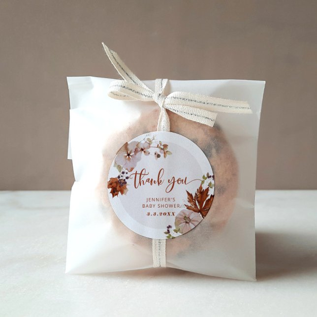 Sticker Rond Rustique citrouille d'automne merci (Créateur téléchargé)