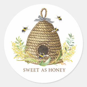 Sticker Rond Rustique Doux Comme Miel Bee Hive Verre