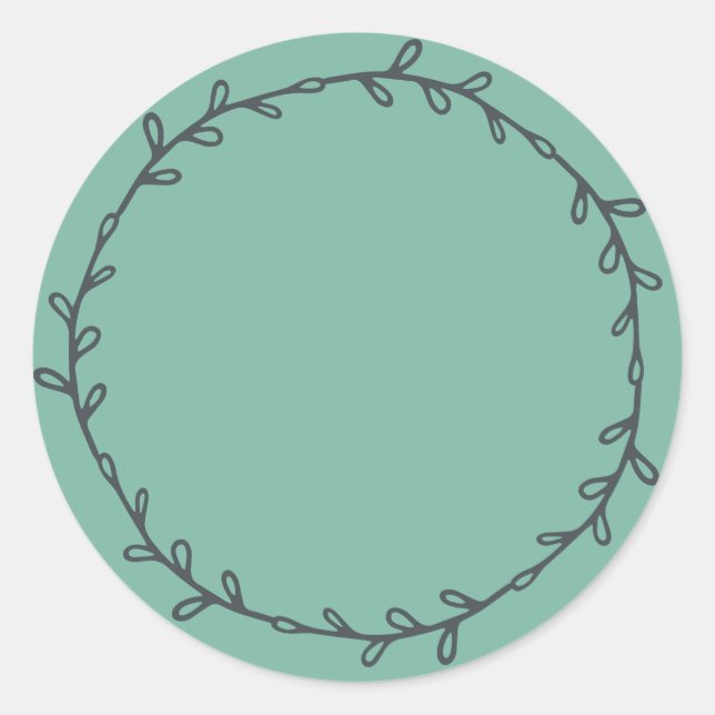 Sticker Rond Rustique Écriture Maison Poussiéreux Vert Jade (Devant)