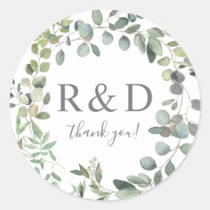 Sticker Rond Rustique Eucalyptus  Duo Merci
