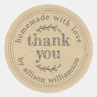 Rustique fait maison avec amour Kraft Merci en pap