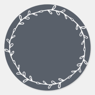 Sticker Rond Rustique Fait Maison Bleu Foncé À Écrire