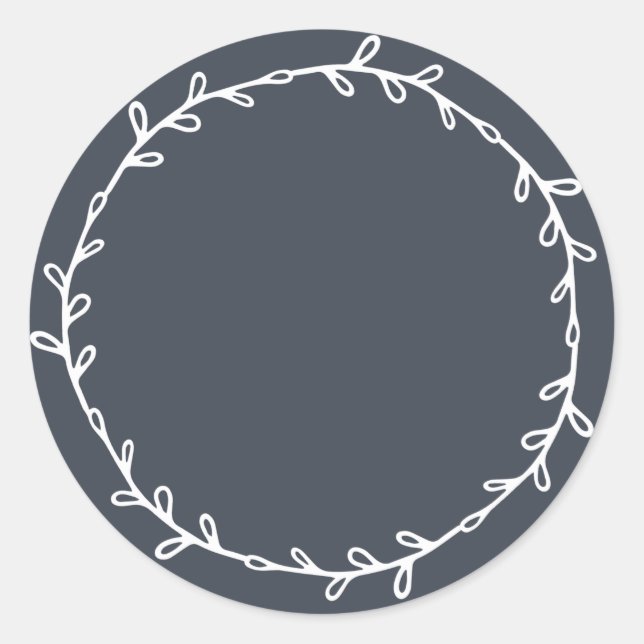 Sticker Rond Rustique Fait Maison Bleu Foncé À Écrire (Devant)