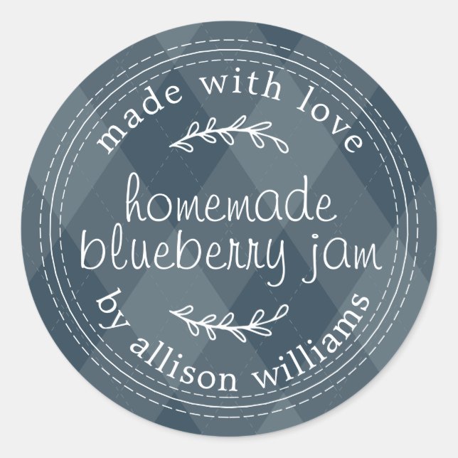 Sticker Rond Rustique fait maison confiture de bleuet canne Tar (Devant)
