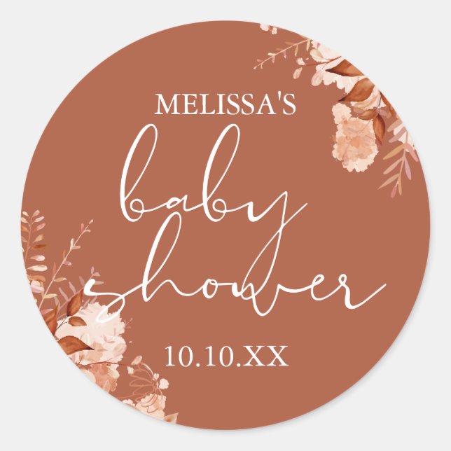 Sticker Rond Rustique Floral Automne Baby shower automne Favori (Devant)