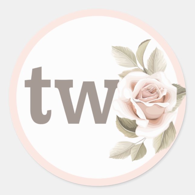 Sticker Rond Rustique Floral Shabby Chic Rose 2e fête d'anniver (Devant)