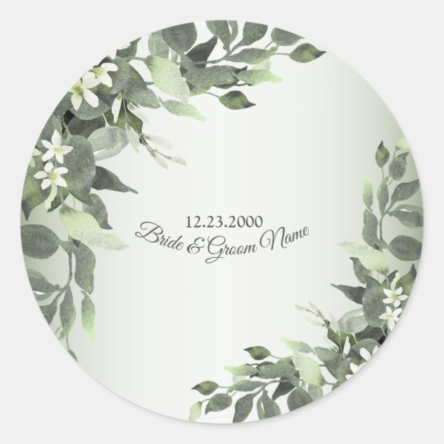 Sticker Rond Rustique Floral verdure Eucalyptus Feuilles (Devant)