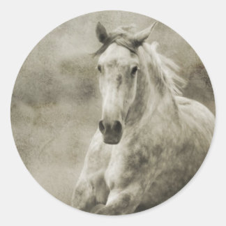 Sticker Rond Rustique Galloping Cheval andalou