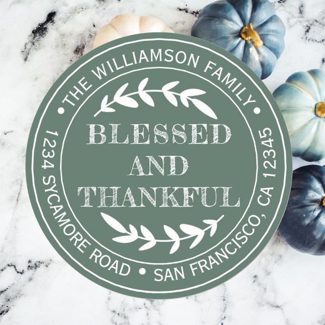 Sticker Rond Rustique Joyeux Thanksgiving Adresse de Retour Ver (Créateur téléchargé)