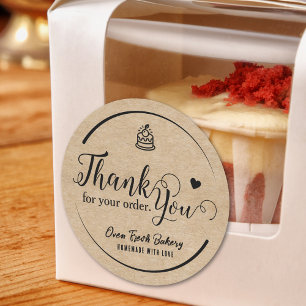 Sticker Rond Rustique Kraft boulangerie maison Merci