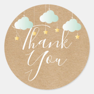 Sticker Rond Rustique kraft twinkle twinkle merci baby shower