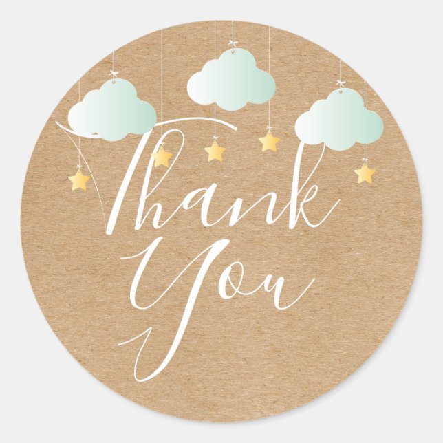 Sticker Rond Rustique kraft twinkle twinkle merci baby shower (Devant)