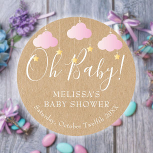Sticker Rond Rustique Kraft Twinkle Twinkle Oh Baby Baby shower