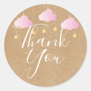 Sticker Rond Rustique kraft twinkle twinkle remerciement baby s