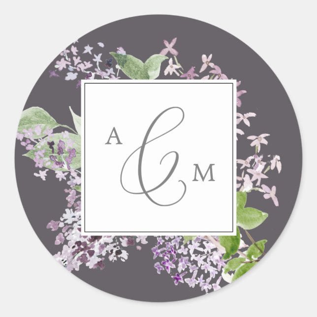 Sticker Rond Rustique Lilac | Sceau Mariage d'enveloppe de mono (Devant)