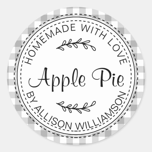 Sticker Rond Rustique maison Apple Pie Grey Check (Devant)