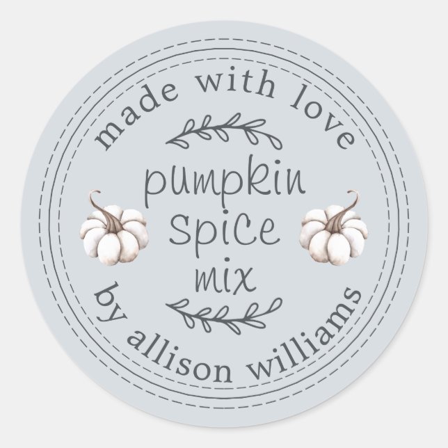 Sticker Rond Rustique maison Citrouille épice Mix Bleu (Devant)