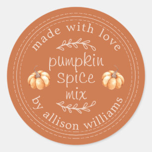 Sticker Rond Rustique maison Citrouille épice Mix Burnt Orange