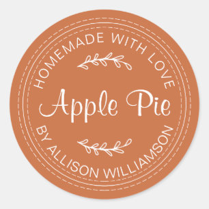 Sticker Rond Rustique Maison Produits Pâtisés Pomme Pie Brûlé O